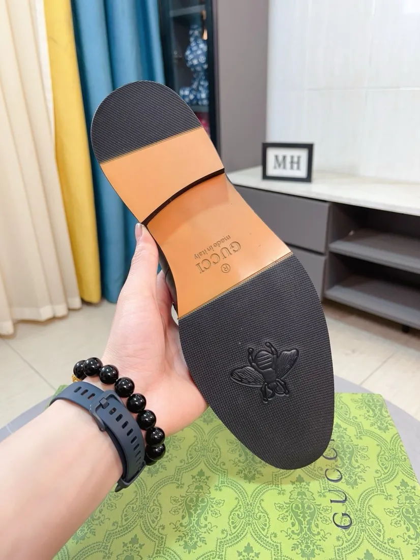 Men's Men's Shoes 💰520🌹🌹【GUCCI】The most popular classic Gucci leather shoes. Synchronized with the official website, the upper is made of Italian first-layer cowhide ➕cowhide lining, with unique brand and unique craftsmanship. Highlighting the hot style of the new year. Stop hesitating, stop wandering, get it now. Number: 38--44